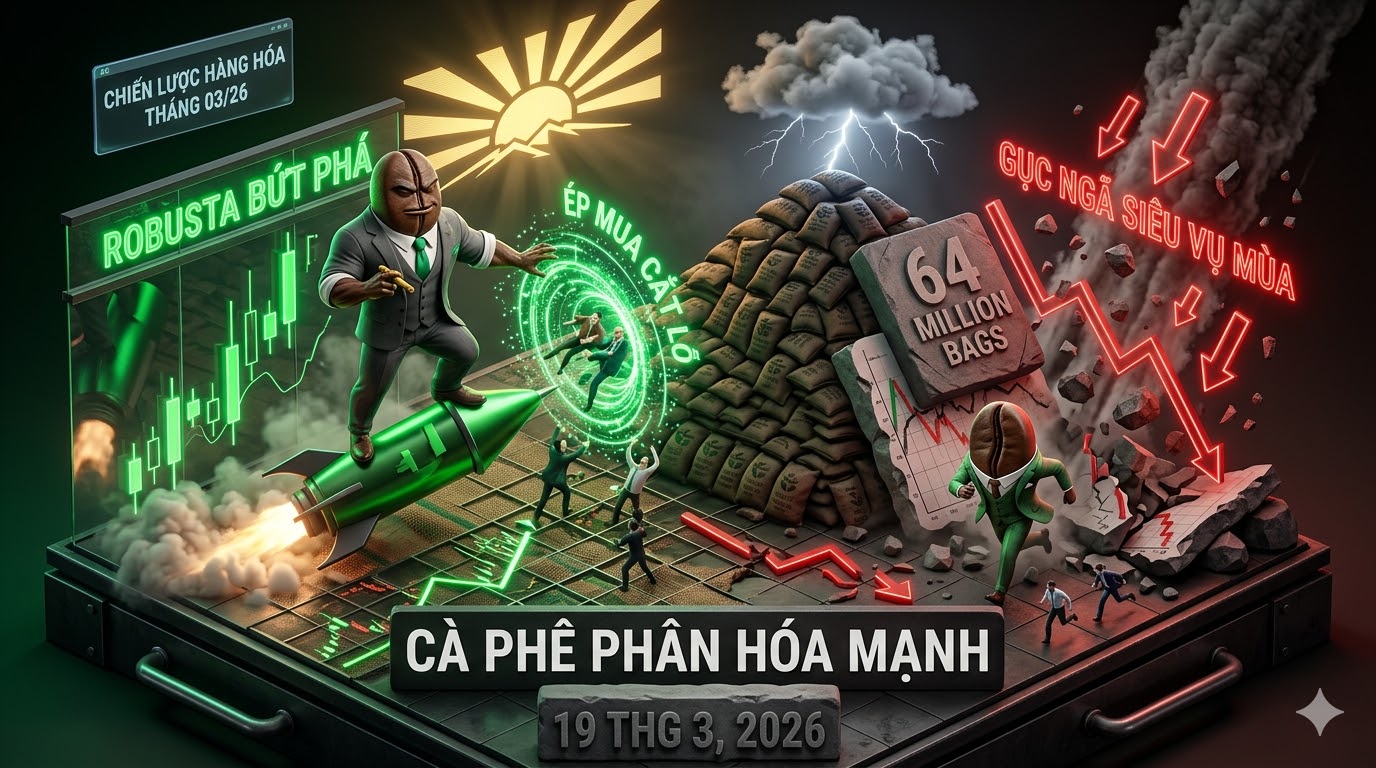 Cà phê phân hóa mạnh: Robusta bứt phá nhờ ép mua cắt lỗ, Arabica gục ngã trước áp lực siêu vụ mùa